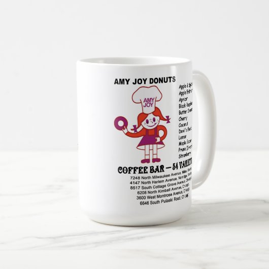 イリノイ州のエイミー・ジョイ・ドーナツ店 コーヒーマグカップ (正面右)