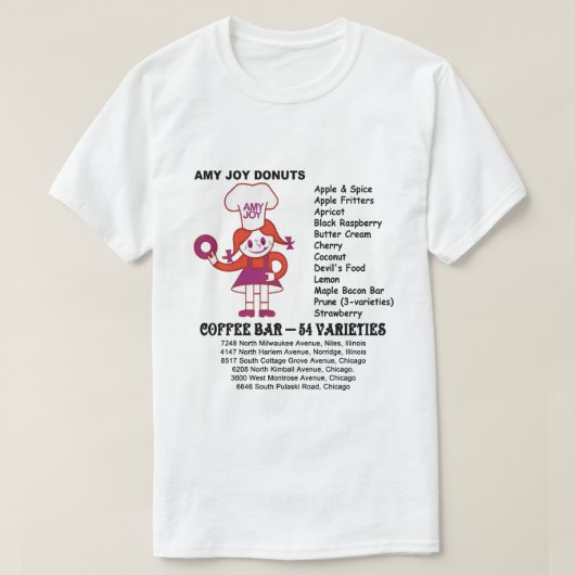 イリノイ州のエイミー・ジョイ・ドーナツ店 Tシャツ (デザイン正面)