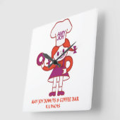 イリノイ州のエイミー・ジョイ・ドーナツ スクエア壁時計 (傾斜)