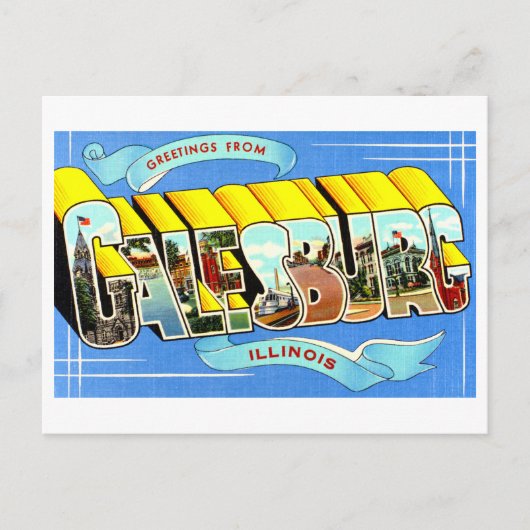 イリノイ州のガレスバーグからのヴィンテージ挨拶 ポストカード (正面)