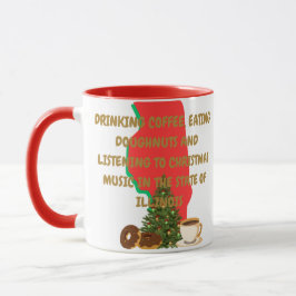 イリノイ州のコーヒーとドーナツとクリスマスミュージック マグカップ