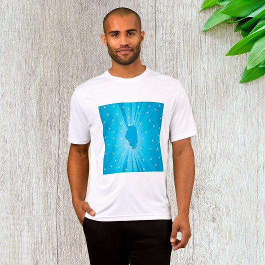 イリノイ州のシルエット ブルー スターバースト Tシャツ