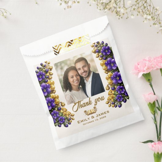 イリノイ州のスミレの写真の結婚式の種子パケット フェイバーバッグ (封をした状態)
