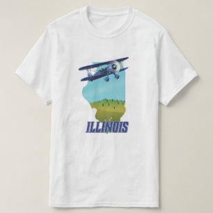 イリノイ州のビンテージ地図トラベルポスター Tシャツ