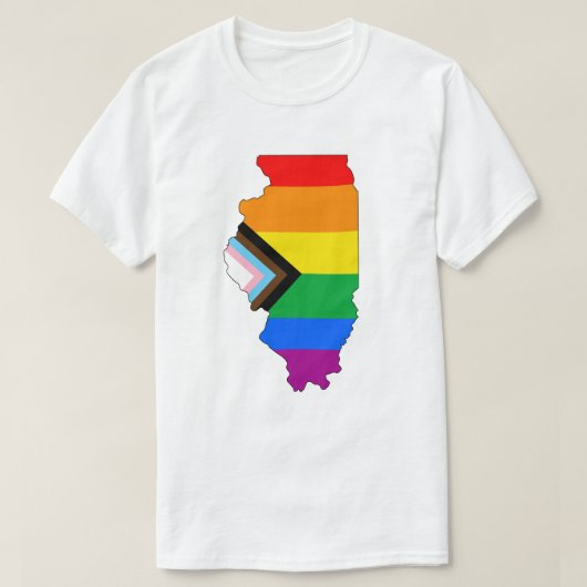 イリノイ州のプライド LGBTQ プログレスプライド Tシャツ (デザイン正面)