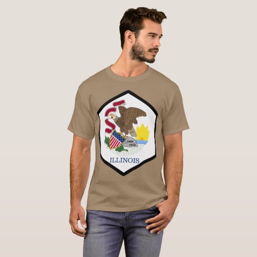 イリノイ州の六角形のシール Tシャツ (正面フル)