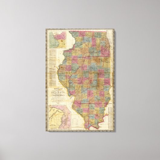 イリノイ州の州の新しい断面図 キャンバスプリント (正面)