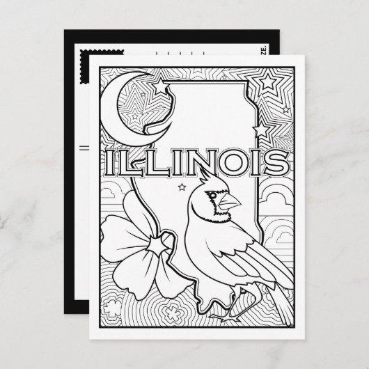 イリノイ州の形のコラージュを色付けして ポストカード (正面/裏面)