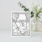 イリノイ州の形のコラージュを色付けして ポストカード (スタンド正面)