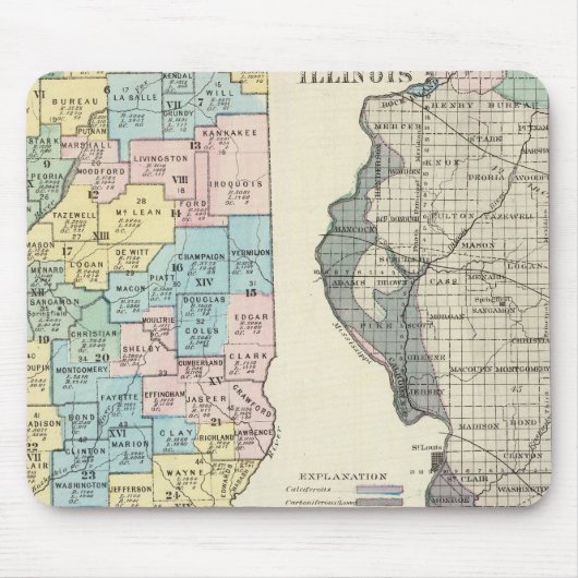 イリノイ州の政治地図 マウスパッド (正面)