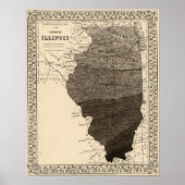 イリノイ州の気候地図 ポスター (正面)