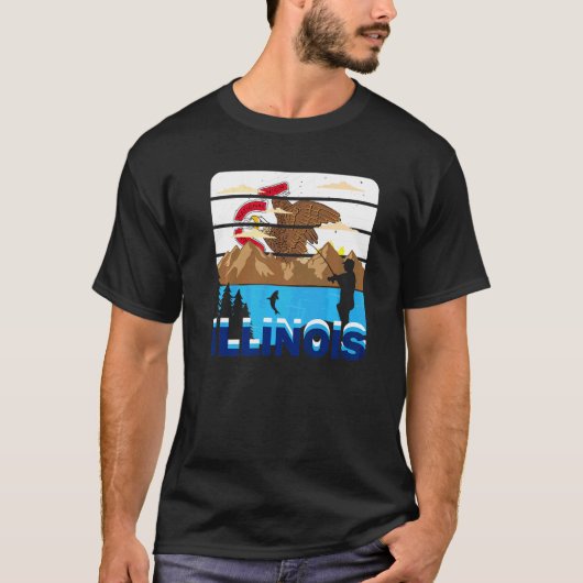 イリノイ州の湖の釣り Tシャツ (正面)