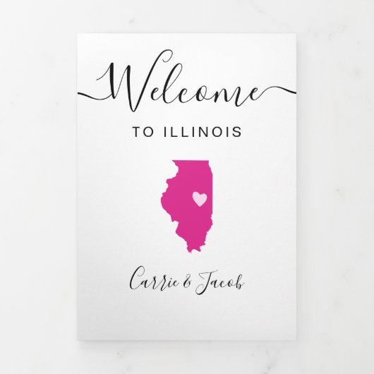 イリノイ州の結婚歓迎バッグの日程 三つ折りプログラム (カバー)