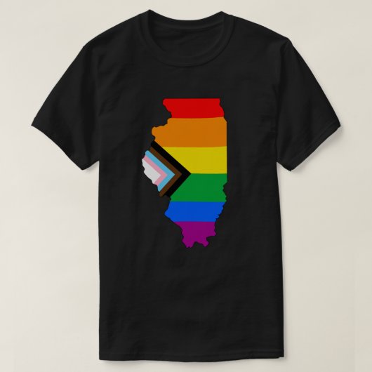 イリノイ州の誇り LGBTQ プログレスプライド Tシャツ (デザイン正面)