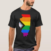 イリノイ州の誇り LGBTQ プログレスプライド Tシャツ (正面)