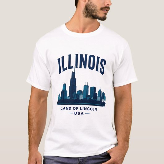 イリノイ州の象徴的なランドマーク Tシャツ (正面)
