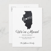 イリノイ州の黒板州マップ移動はがき 案内ポストカード (正面/裏面)