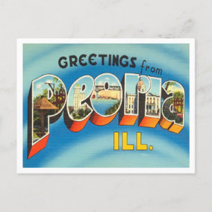 イリノイ州のPeoria Vintage Travel ポストカード