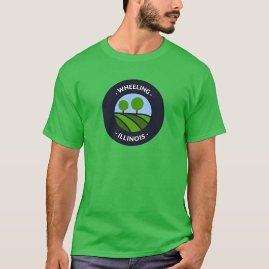 イリノイ州ウェーリングの丘と木々 オーバーサイズ Tシャツ (正面)