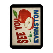 イリノイ州エバンストンアップル – ヴィンテージ旅行 マグネット (縦)