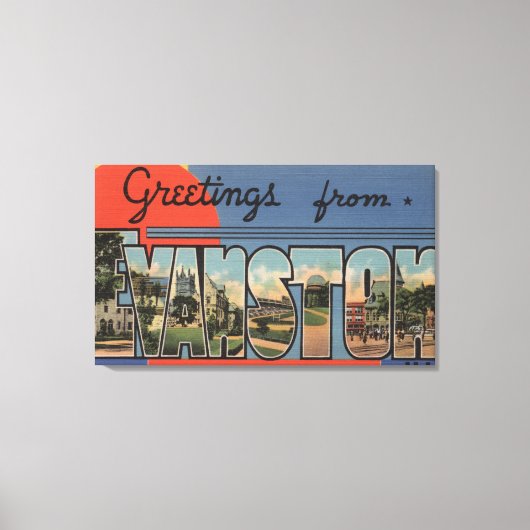 イリノイ州エバンストン – ラージ・レター・シーン キャンバスプリント (正面)