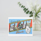 イリノイ州エルギンからのヴィンテージの挨拶 ポストカード (スタンド正面)