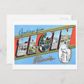 イリノイ州エルギンからのヴィンテージの挨拶 ポストカード (正面/裏面)