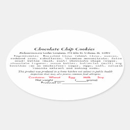 イリノイ州コテージ法ラベルベーカリー、ココア爆弾 楕円形シール