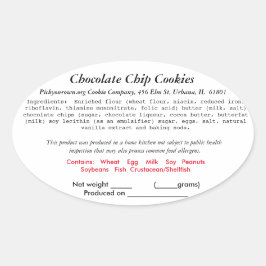 イリノイ州コテージ法ラベルベーカリー（改訂） 楕円形シール