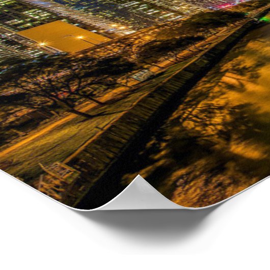 イリノイ州サンセットの美しいシカゴ川 ポスター (角)