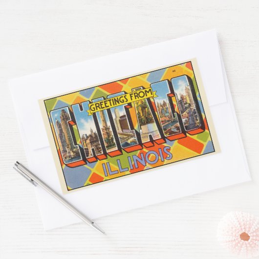 イリノイ州シカゴからのご挨拶 長方形シール (封筒)