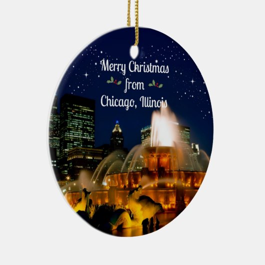 イリノイ州シカゴからのメリークリスマス セラミックオーナメント (右)