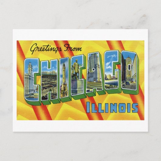 イリノイ州シカゴからのヴィンテージの挨拶 ポストカード (正面)