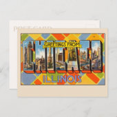 イリノイ州シカゴからの挨拶カラフル ポストカード (正面/裏面)