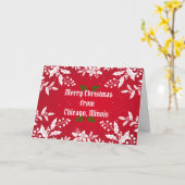 イリノイ州シカゴから聖降誕祭お目出度う カード (黄色い花)