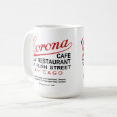 イリノイ州シカゴのコロナカフェ&レストラン コーヒーマグカップ (正面左)