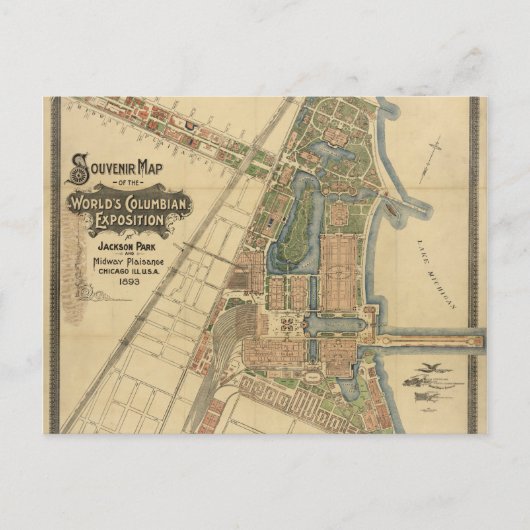 イリノイ州シカゴのジャクソンパーク&ミッドウェー最前線 ポストカード (正面)