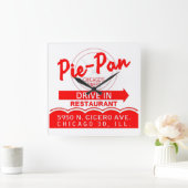 イリノイ州シカゴのパイパンドライブインレストラン スクエア壁時計 (ホーム)