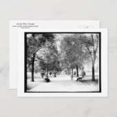 イリノイ州シカゴのリンカーン公園を歩くヴィンテージ ポストカード (正面/裏面)