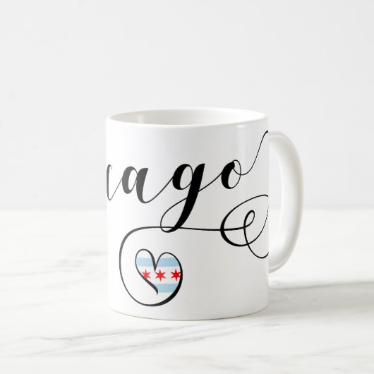 イリノイ州シカゴハートマグ コーヒーマグカップ (正面右)