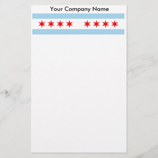 イリノイ州シカゴ州旗を持つ文房具 便箋 (正面)