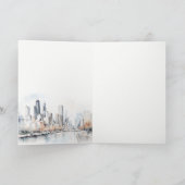 イリノイ州シカゴ市スケープ水結婚色の サンキューカード (内部)