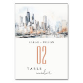 イリノイ州シカゴ市スケープ水結婚色の テーブルナンバー (正面)