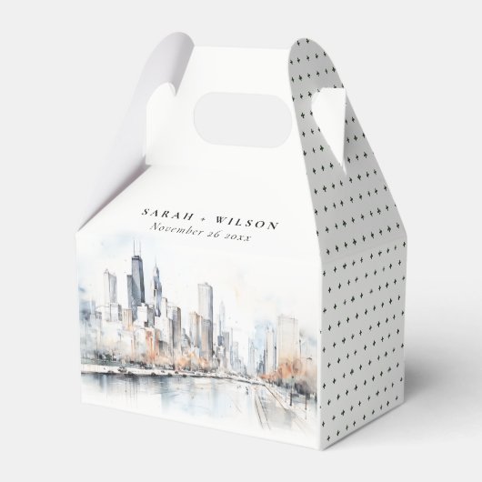 イリノイ州シカゴ市スケープ水結婚色の フェイバーボックス (裏面サイド)