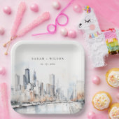 イリノイ州シカゴ市スケープ水結婚色の ペーパープレート (パーティー)