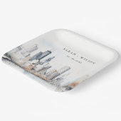 イリノイ州シカゴ市スケープ水結婚色の ペーパープレート (傾斜あり)