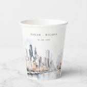 イリノイ州シカゴ市スケープ水結婚色の 紙コップ (裏面)