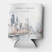 イリノイ州シカゴ市スケープ水結婚色の 缶クーラー (正面)