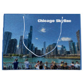 イリノイ州シカゴ抽象芸術スカイライン ラージペーパーバッグ (正面)