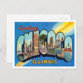 イリノイ州シカゴ旅行からの挨拶 ポストカード (正面/裏面)